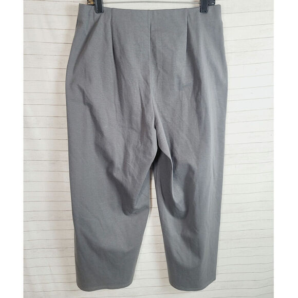 EILEEN FISHER WIDE LEG CROPPED KNIT PANTS IN GRAY, SZ MEDIUM - Picture 5 of 16
